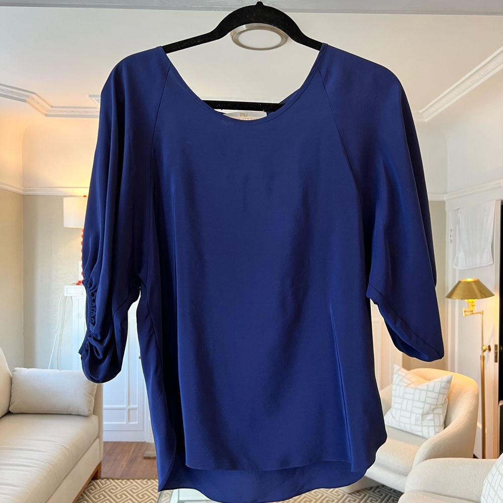Amanda Uprichard navy blue silk blouse
